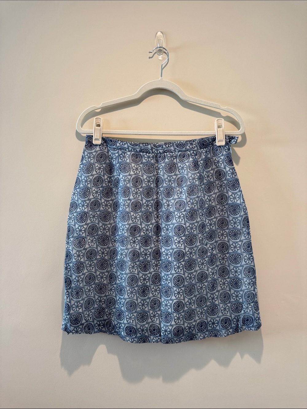 Vintage Blue Patterned A-Line Skirt
